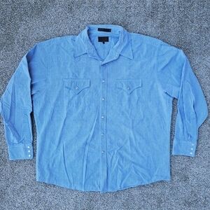 Pendleton Round Up "Let er’ buck" Blue Checked Cotton Button Up Shirt Men's XL